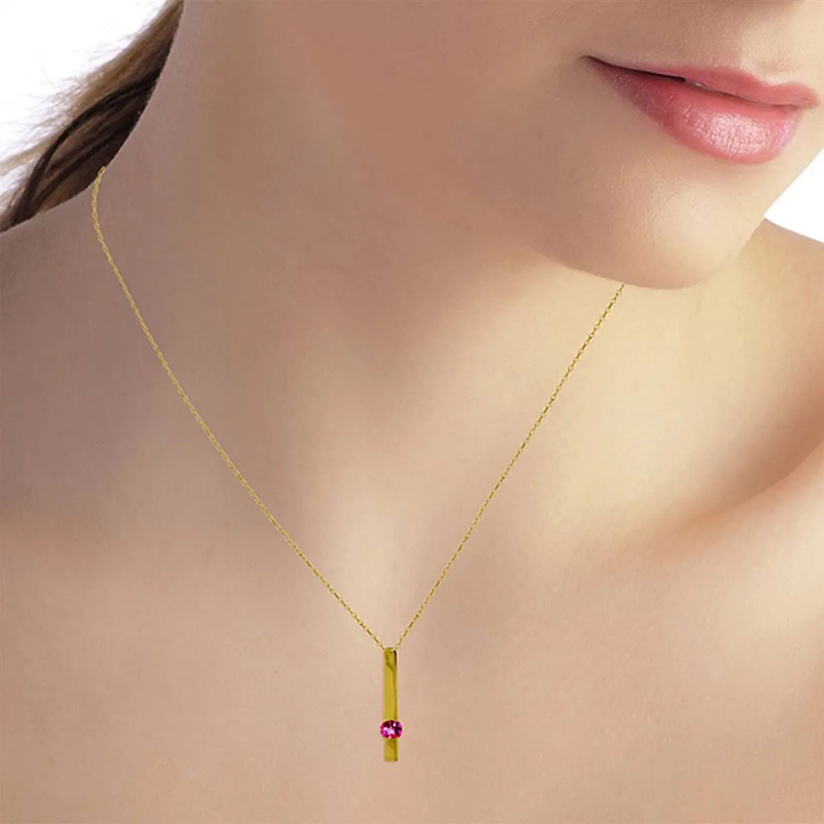 0.25 Carat 14K Solid Yellow Gold Sweetest Success Pink Topaz Necklace
