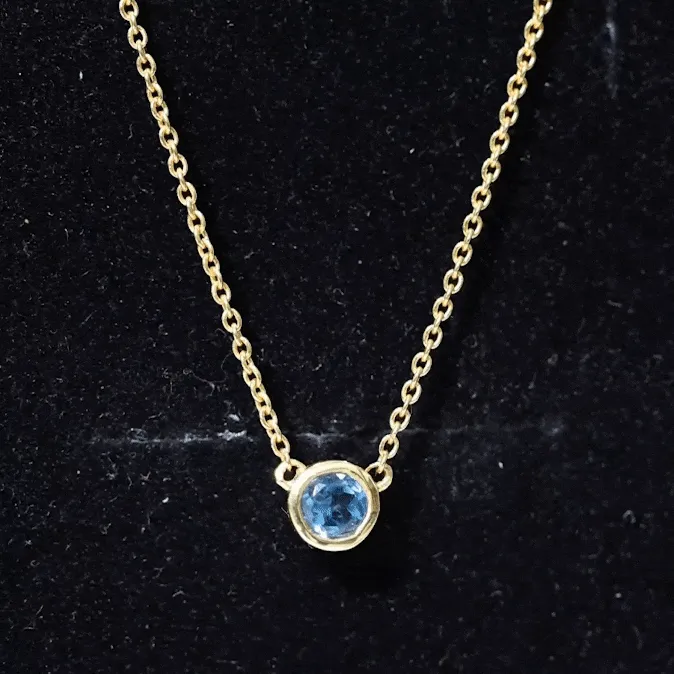 0.5 CT London Blue Topaz Solitaire Necklace in Bezel Setting