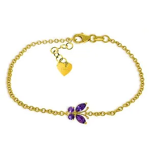 0.6 Carat 14K Solid Yellow Gold Flutter Amethyst Bracelet