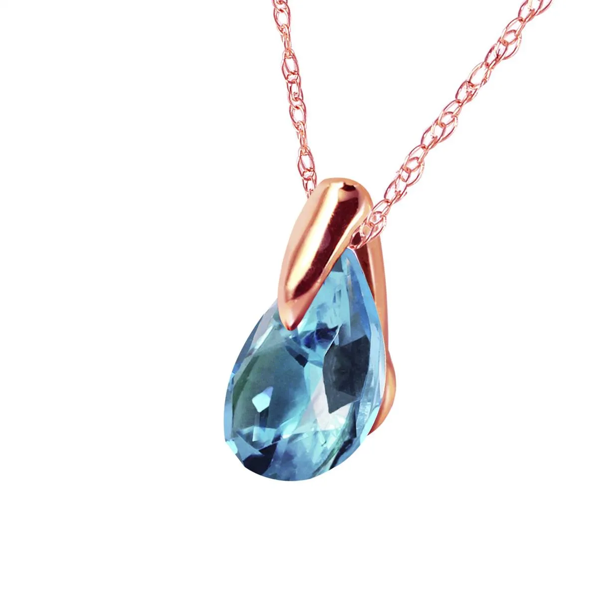 0.68 Carat 14K Solid Rose Gold Necklace Natural Blue Topaz