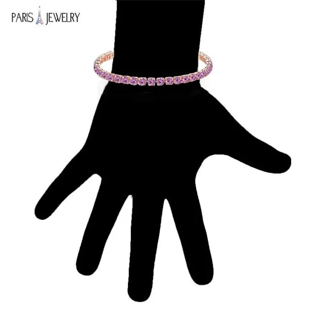 10k Rose Gold 6 Cttw Created Amethyst Round Adjustable Tennis Plated Bracelet