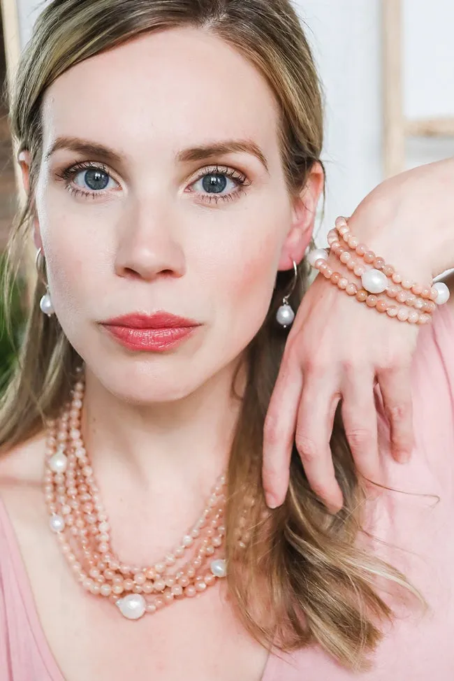 115-22 | 5-STRAND SUN STONE & PEARL CHOKER