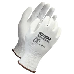 12 Pairs -White Polyurethane Coated Nylon Gloves