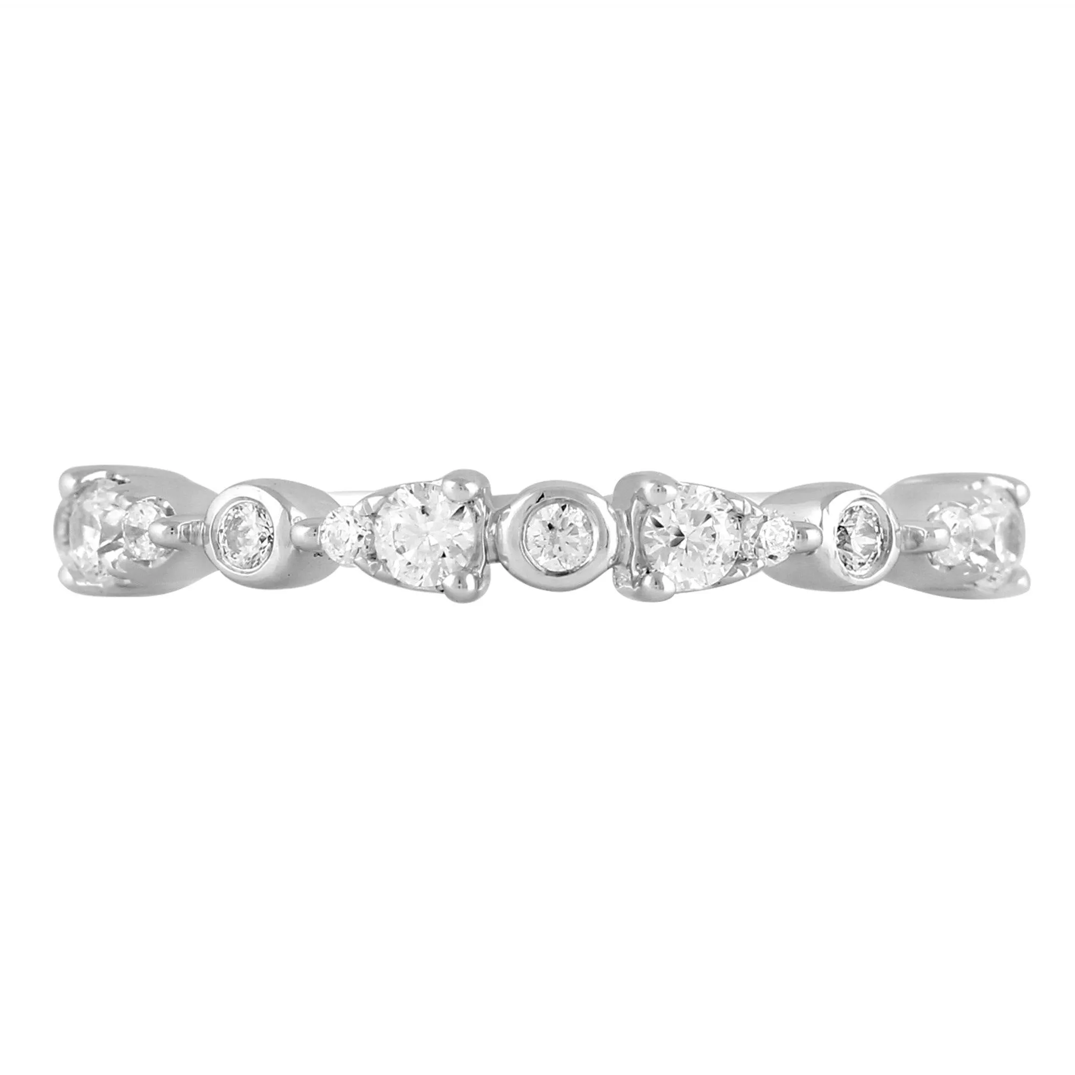 1/3CT TW Diamond band Promise Ring in 925 Sterling Silver
