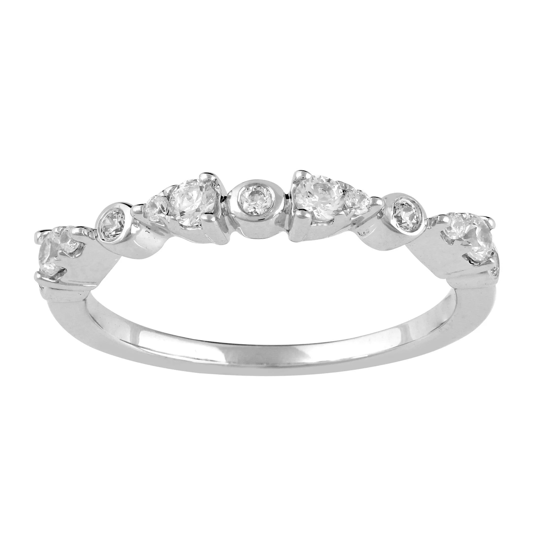 1/3CT TW Diamond band Promise Ring in 925 Sterling Silver