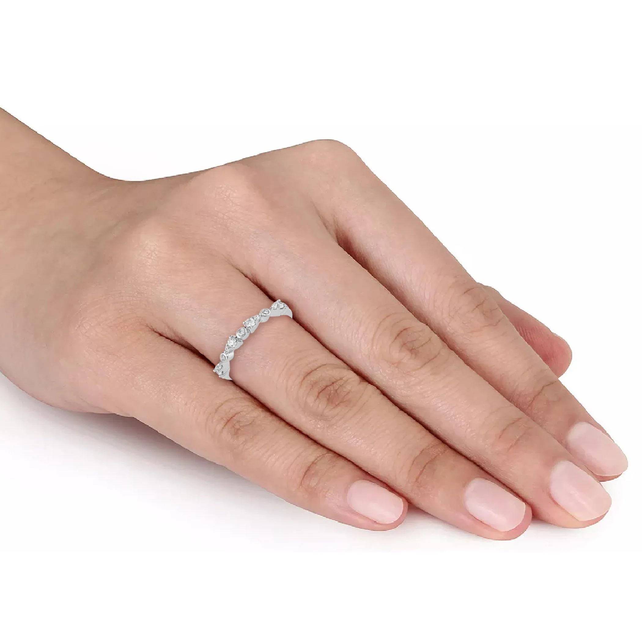 1/3CT TW Diamond band Promise Ring in 925 Sterling Silver