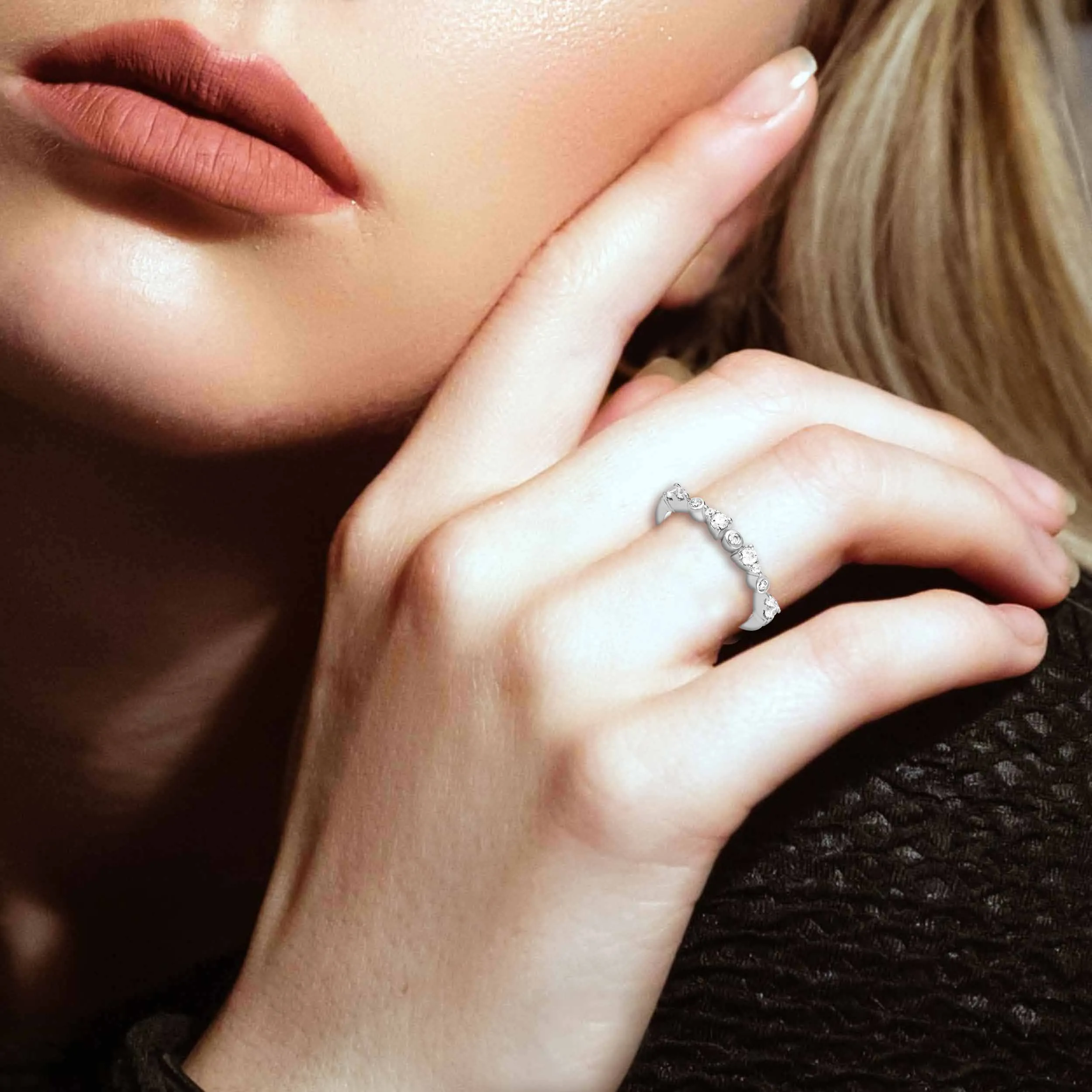 1/3CT TW Diamond band Promise Ring in 925 Sterling Silver