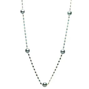 14.57CT AAA TOPAZ & TAHITIAN PEARL 14KT YELLOW GOLD BY THE YARD TIN CUP NECKLACE