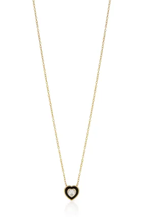 14K Black Enamel Heart Necklace