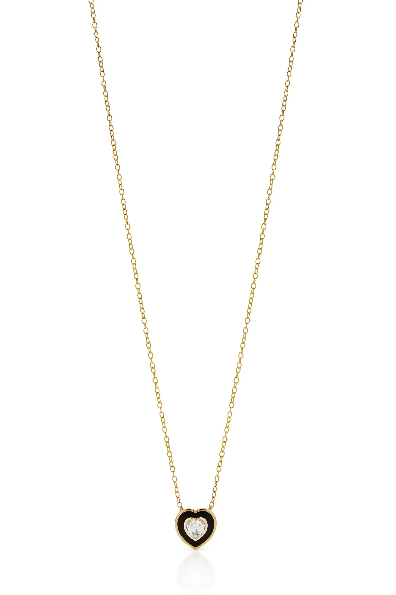 14K Black Enamel Heart Necklace