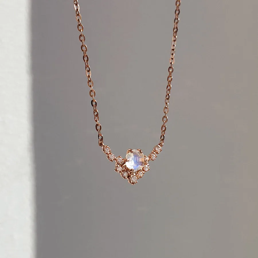 14k Briller Natural Moonstone Necklace