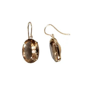 14k Gold Champagne Quartz Earrings