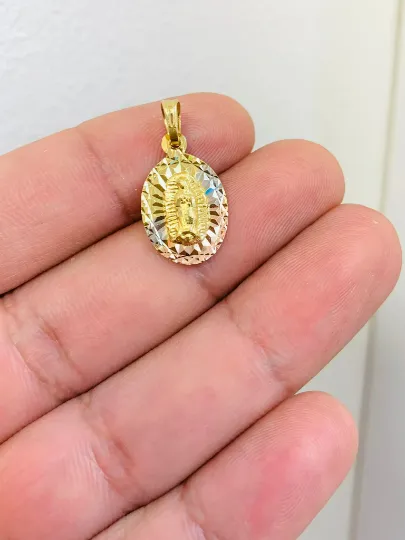 14K Gold Filled Virgen de Guadalupe Necklace with Valentino Chain 20" Guadalupe Pendant 20x13mm Minimalist Pendant / Cadena y Dije Guadalupe