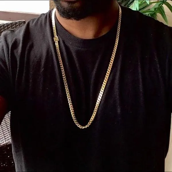 14k Gold Finish Cuban Link Chain &amp; Bracelet