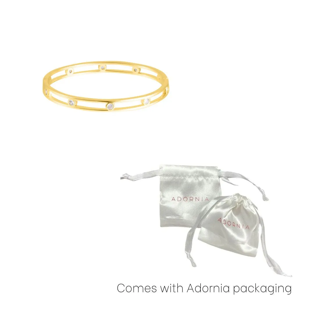 14k Gold Plated Studded CZ Bangle Bracelet