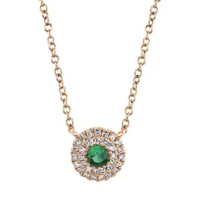 14K Rose Gold Diamond Green Garnet Necklace