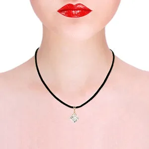 14K Solid Rose Gold & Leather Diamond & Rose Topaz Necklace
