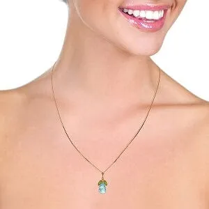 14K Solid Rose Gold Necklace w/ Natural Peridot & Blue Topaz