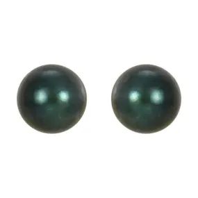 14K White  5 mm Cultured Black Akoya Pearl Earrings