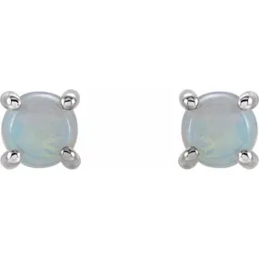 14K White 5 mm Natural White Opal Earrings