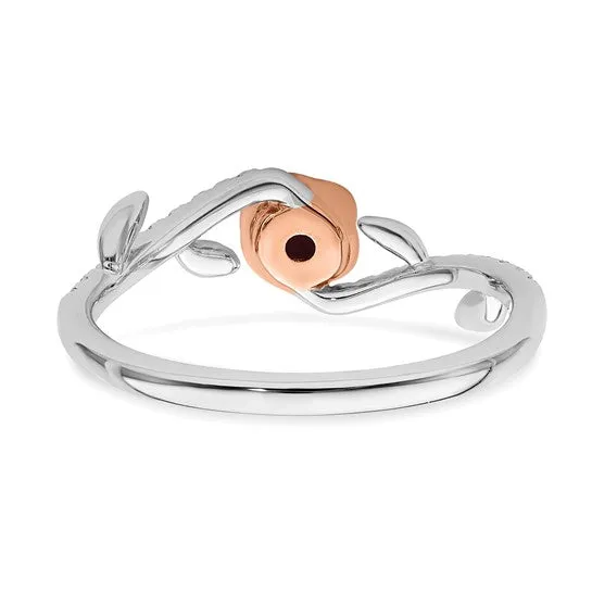 14k White and Rose Gold Two-tone Rose Ruby and Diamond Ring