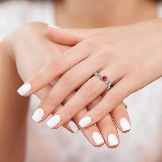 14k White and Rose Gold Two-tone Rose Ruby and Diamond Ring