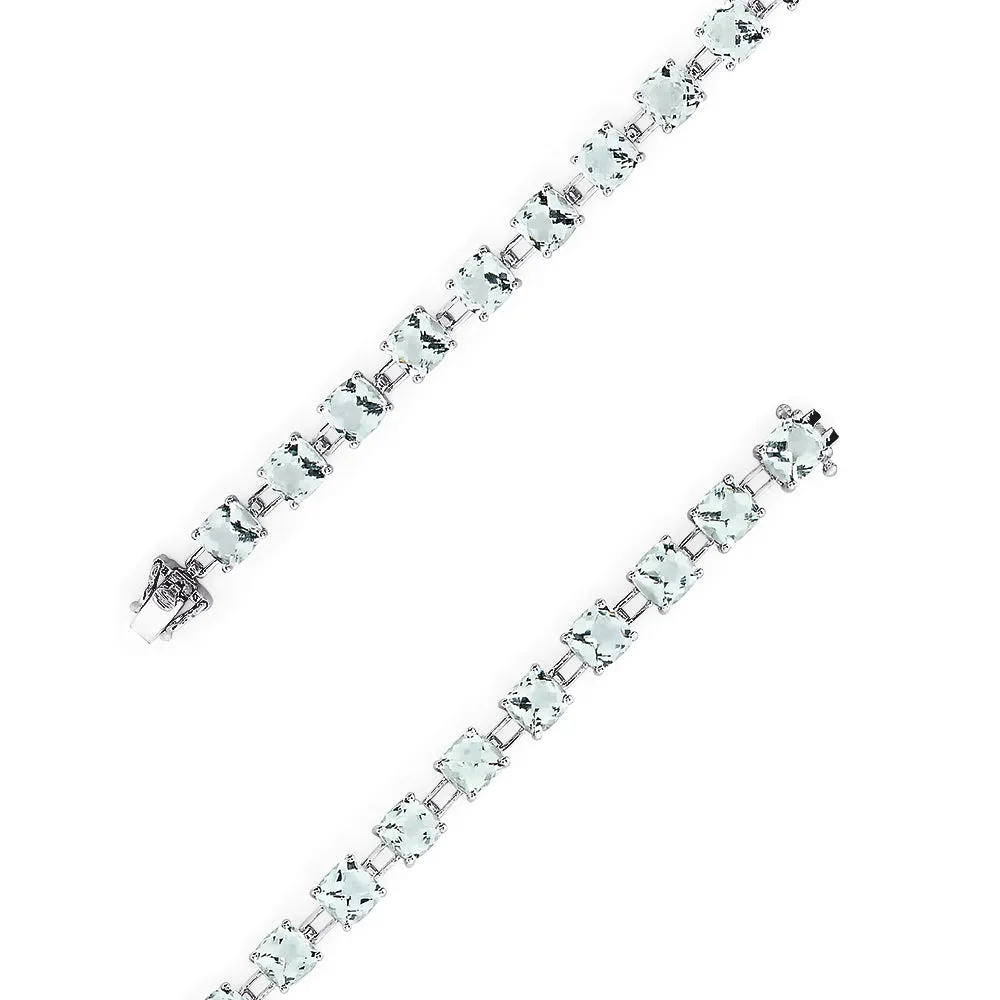 14K White Gold Green Amethyst Tennis Bracelet, 13.70 TCW