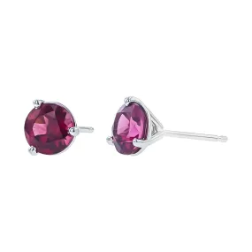 14K White Gold Rhodolite Garnet Stud Earrings