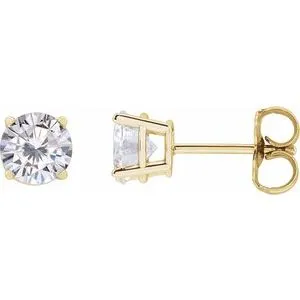 14K Yellow 4 mm Stuller Lab-Grown Moissanite Stud Earrings