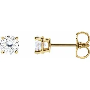 14K Yellow 4 mm Stuller Lab-Grown Moissanite Stud Earrings