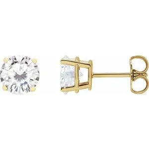 14K Yellow 4 mm Stuller Lab-Grown Moissanite Stud Earrings