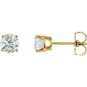 14K Yellow 4 mm Stuller Lab-Grown Moissanite Stud Earrings