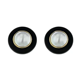 14K Yellow Gold 11.50mm Mabe Pearl Earrings