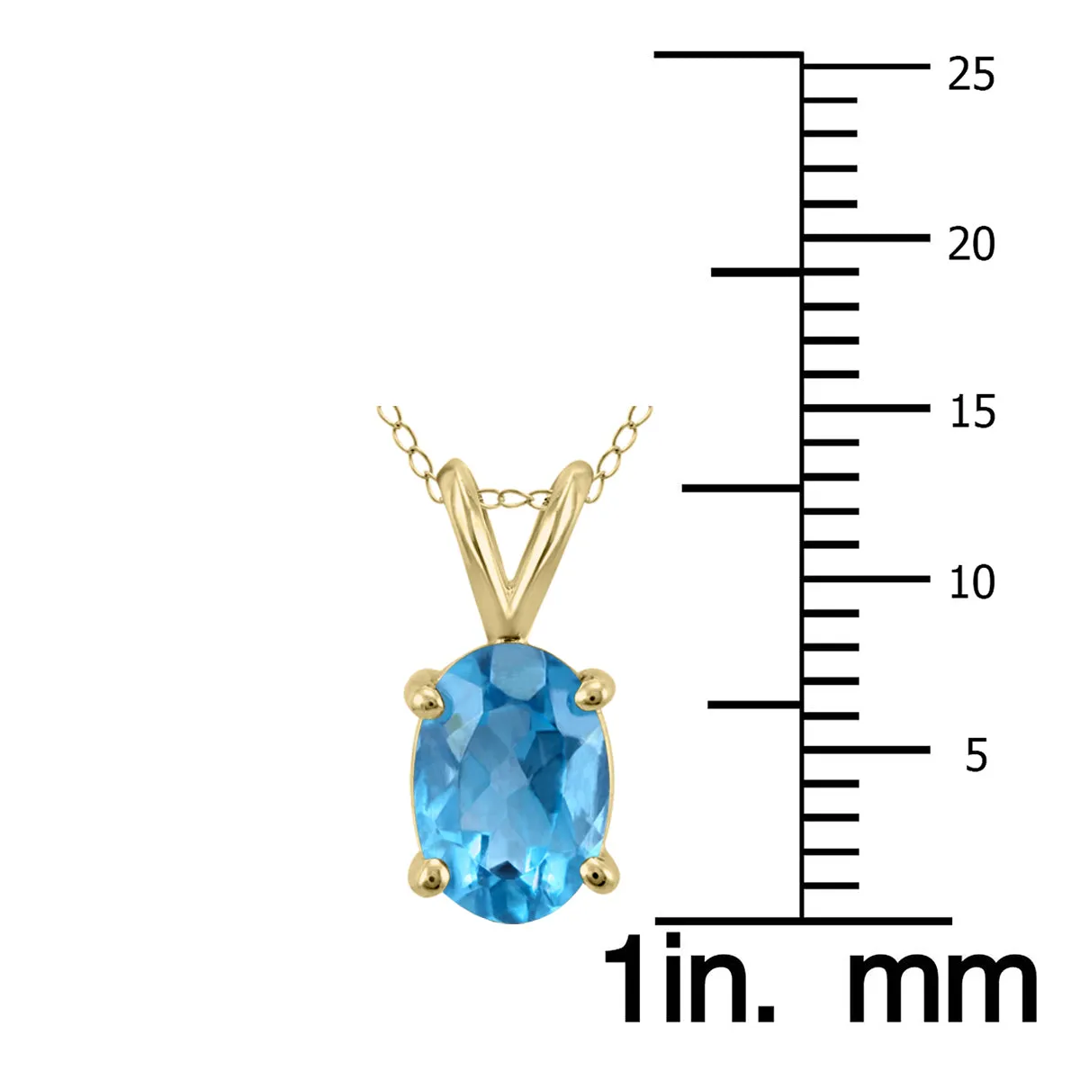 14K Yellow Gold 8X6Mm Oval Blue Topaz Pendant