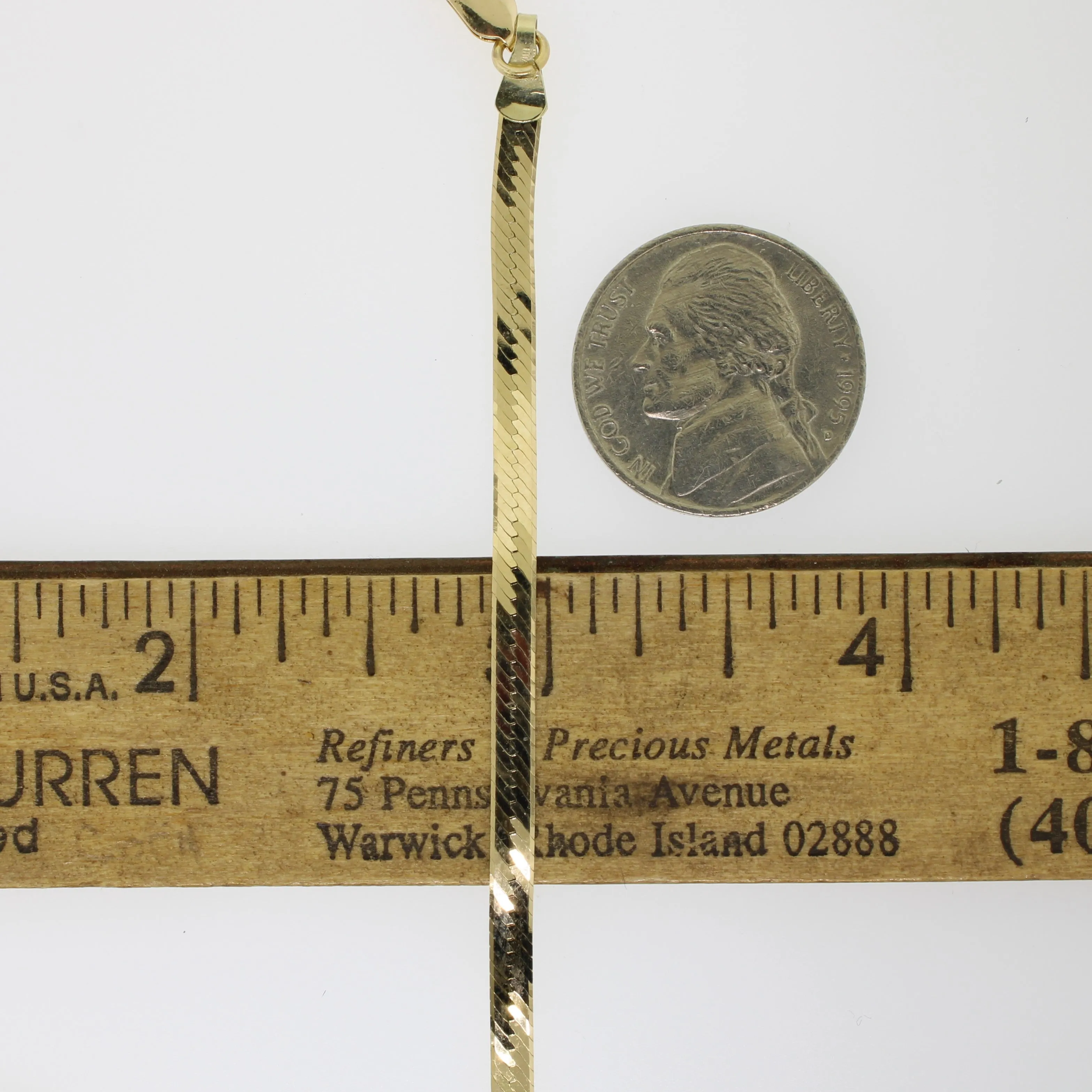 14K Yellow Gold Herringbone Chain 23-5/8" 3.2mm Wide from our Estate Collection
