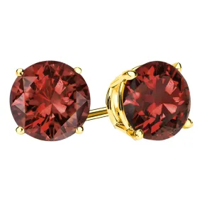 14k Yellow Gold Plated 2 Carat Round Created Garnet Sapphire Stud Earrings