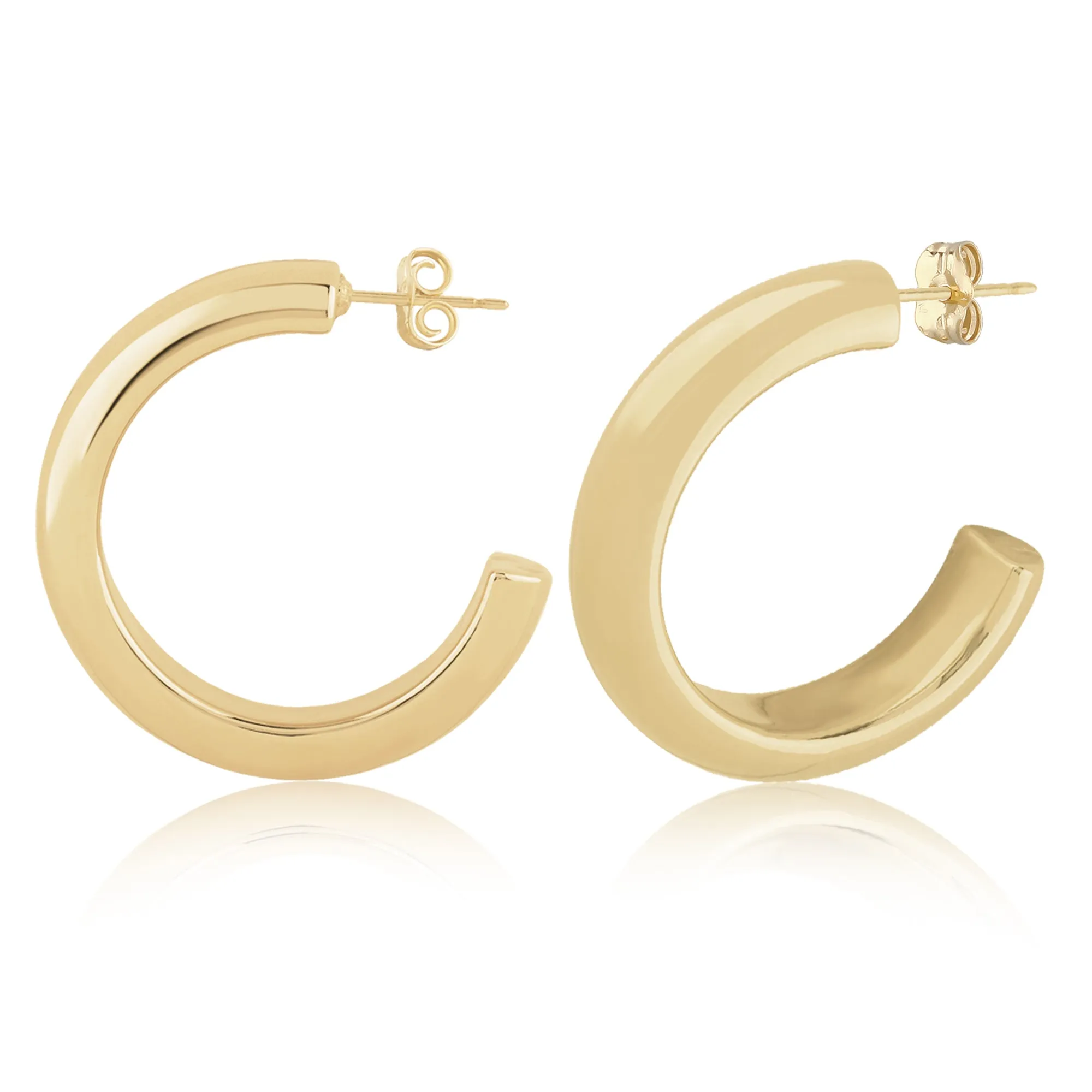 14K Yellow J Hoop Earrings