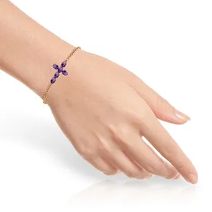 1.7 Carat 14K Solid Rose Gold Cross Bracelet Natural Amethyst