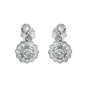 1.70-Carat Diamond Platinum Drop Earrings