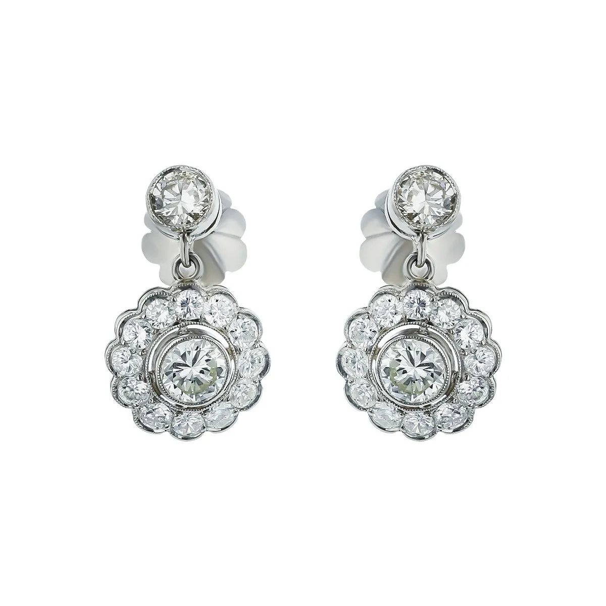 1.70-Carat Diamond Platinum Drop Earrings