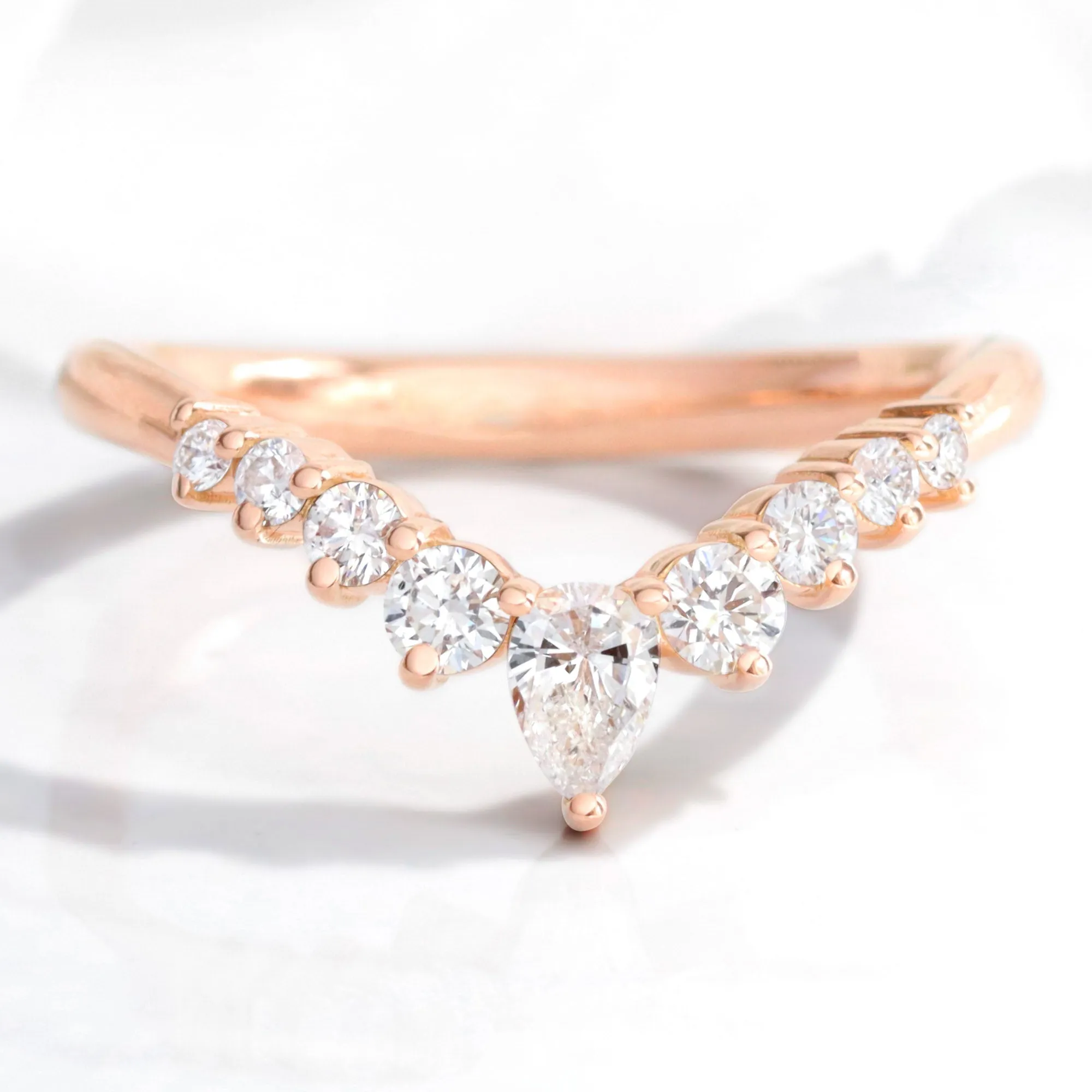 1.78 Ct. Pear Lab Diamond 3 Stone Ring Set w/ Wishbone Wedding Band in Stella Setting