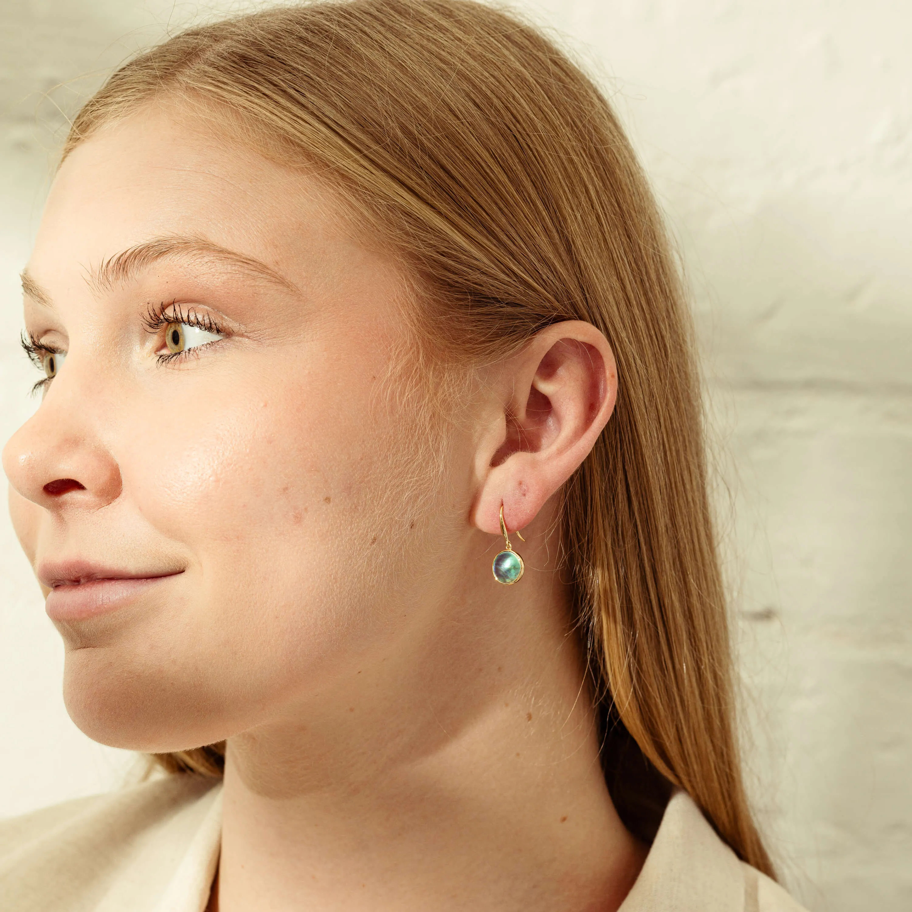 18ct Yellow Gold Paua Pearl Drop Earrings