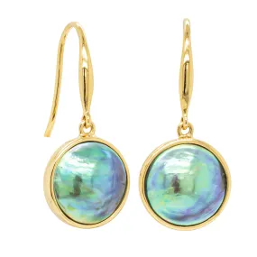 18ct Yellow Gold Paua Pearl Drop Earrings
