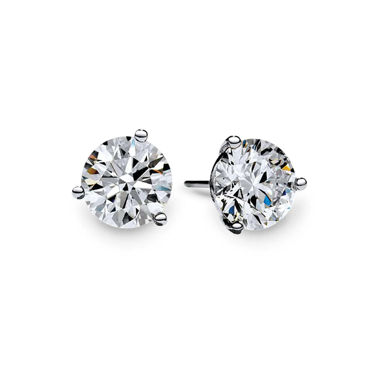 18K Round Brilliant Diamond Stud Earrings