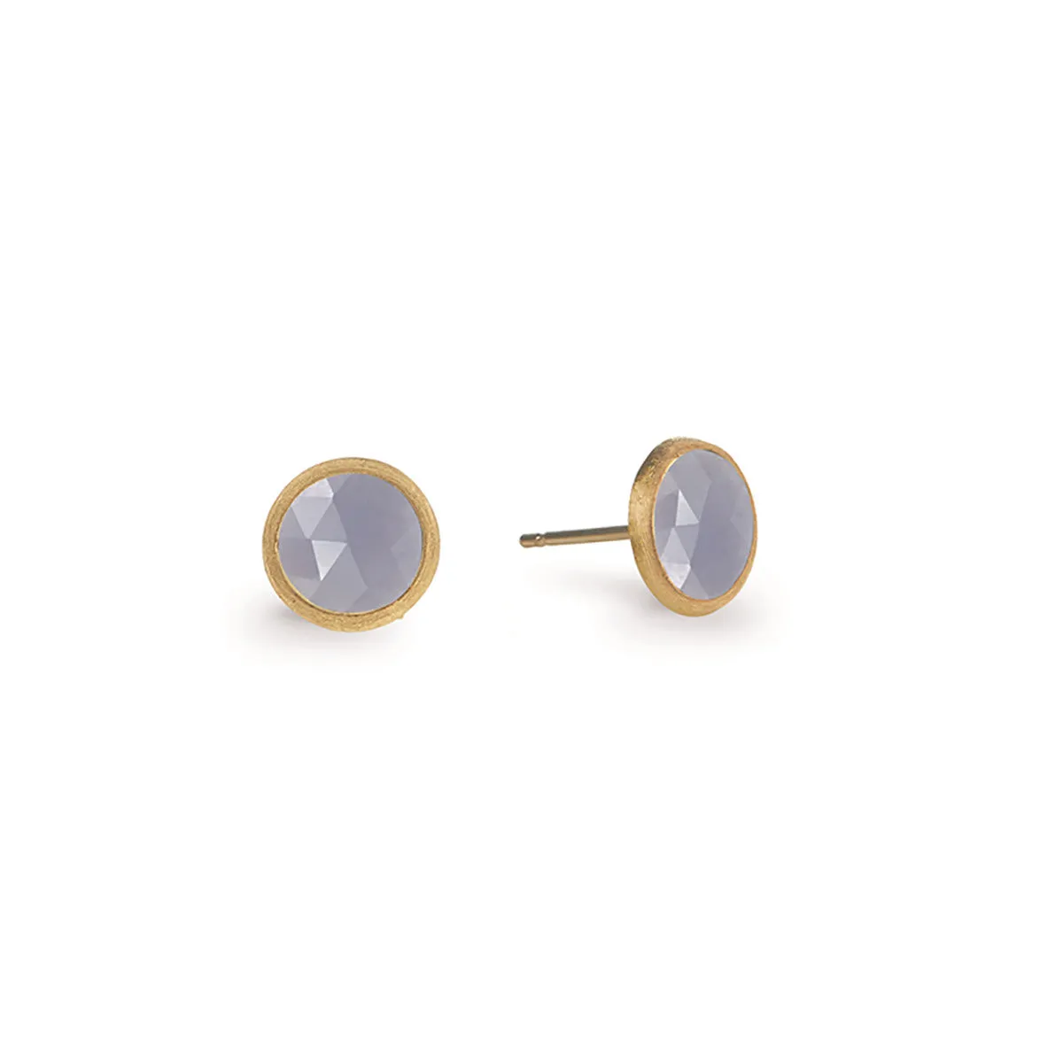 18K Yellow Gold Chalcedony Stud Earrings