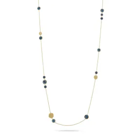 18K Yellow Gold Mixed Blue Topaz Long Necklace