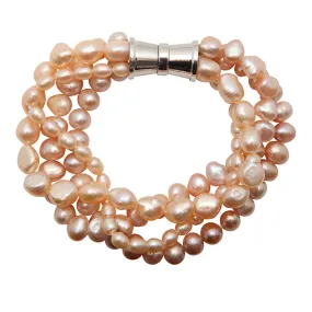 202-02 | PINK 4-STRAND BAROQUE MIX PEARL BRACELET