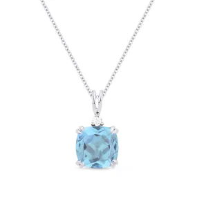 2.05ct Swiss Blue Topaz 16"Pendant Necklace in 14K White Gold
