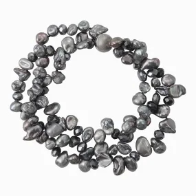 209-07 | 3-STRAND GRAY KESHI & CRYSTAL BRACELET