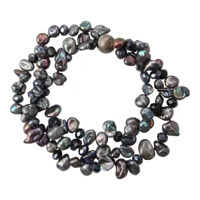 209-10 | 3-STRAND BLACK KESHI PEARL & CRYSTAL BRACELET